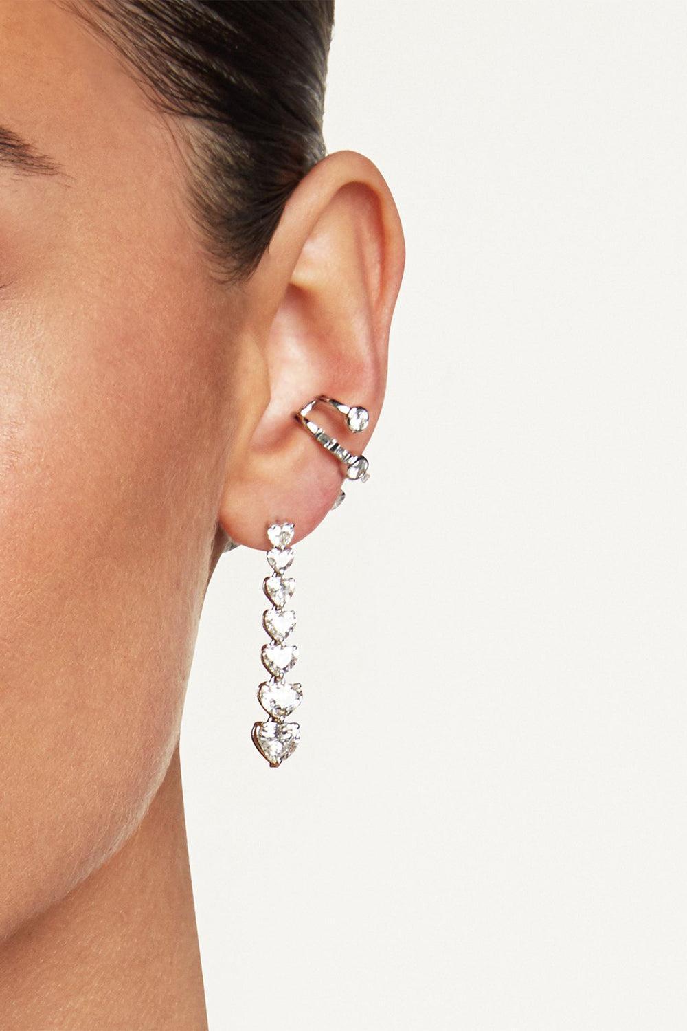 Diamond 7 Heart Drop Earrings-YELLOW GOLD-JEWELRYFINE JEWELEARRING-SHAY JEWELRY