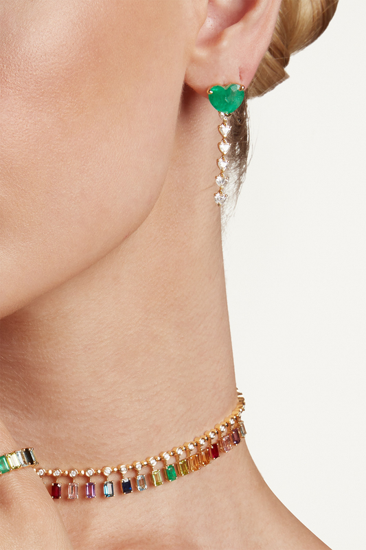 Emerald and Diamond Heart Jackets-YELLOW GOLD-JEWELRYFINE JEWELEARRING-SHAY JEWELRY