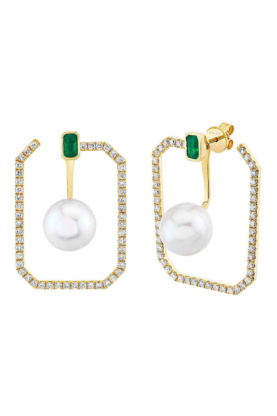 SHAY JEWELRY-Octagon Hoops-YELLOW GOLD