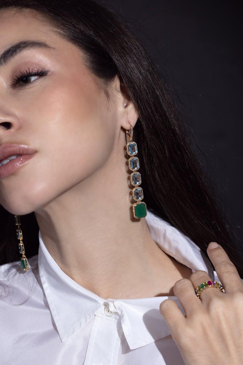 SHAY JEWELRY-Portrait Gemstone Drop Earrings-YELLOW GOLD