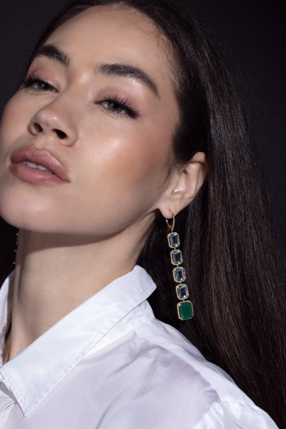 SHAY JEWELRY-Portrait Gemstone Drop Earrings-YELLOW GOLD