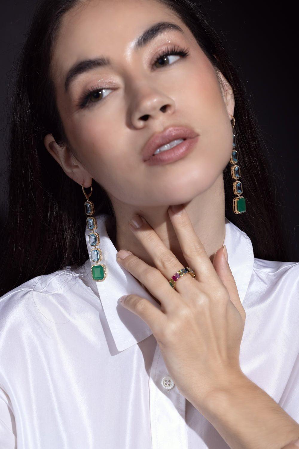 SHAY JEWELRY-Portrait Gemstone Drop Earrings-YELLOW GOLD