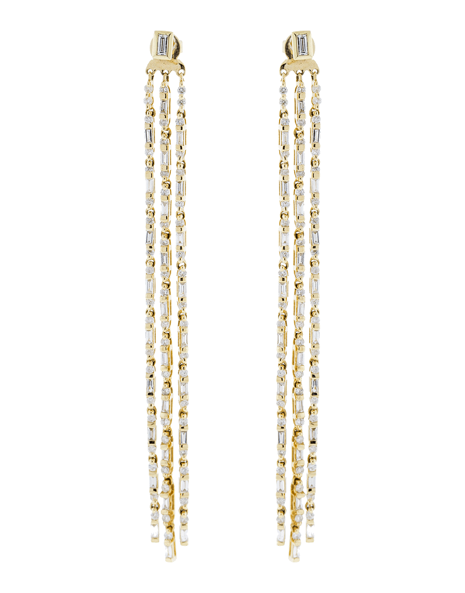 SHAY JEWELRY-Triple Mixed Diamond Stick Earrings-YELLOW GOLD