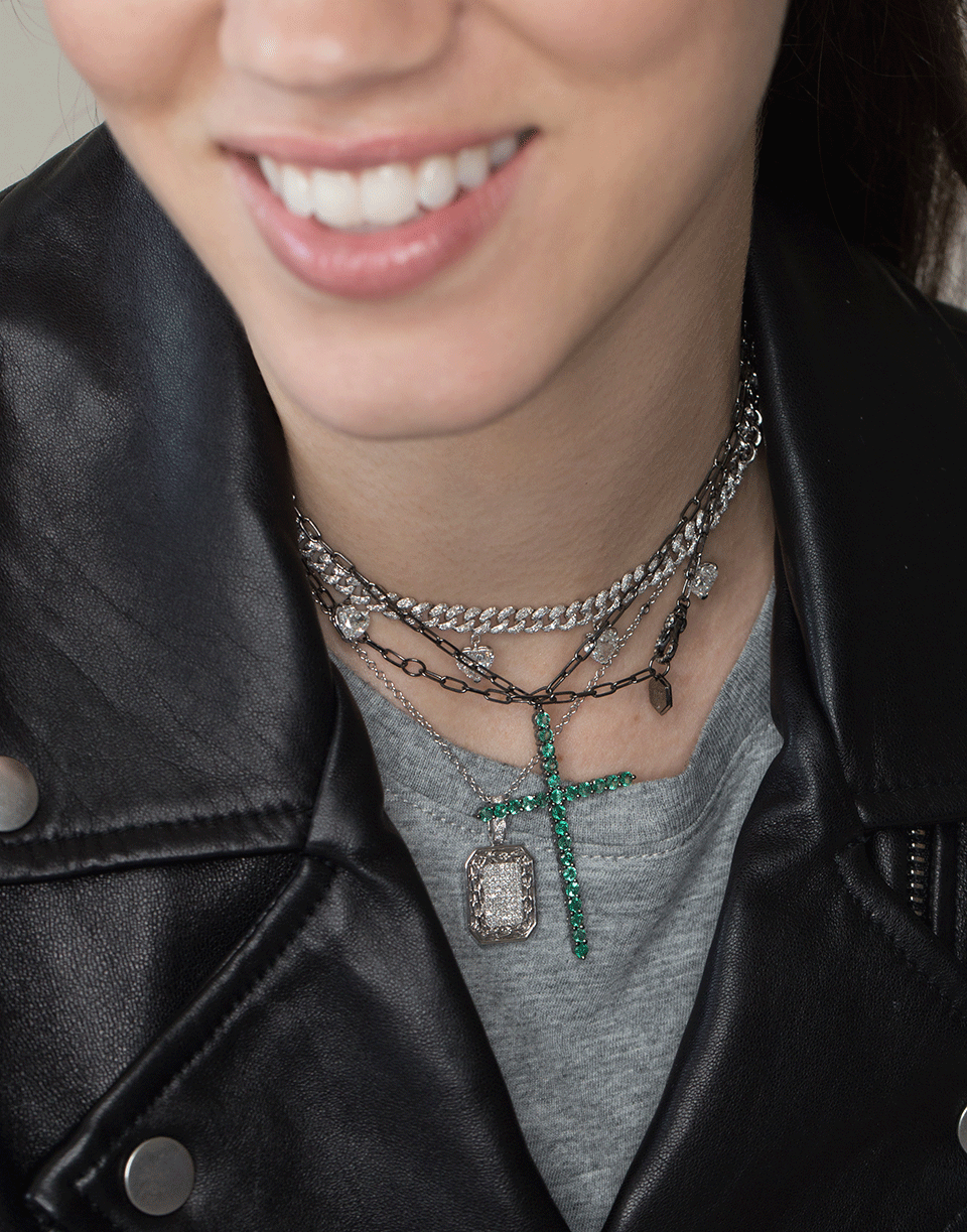 SHAY JEWELRY-Large Emerald Cross Pendant Necklace-BLACK GOLD