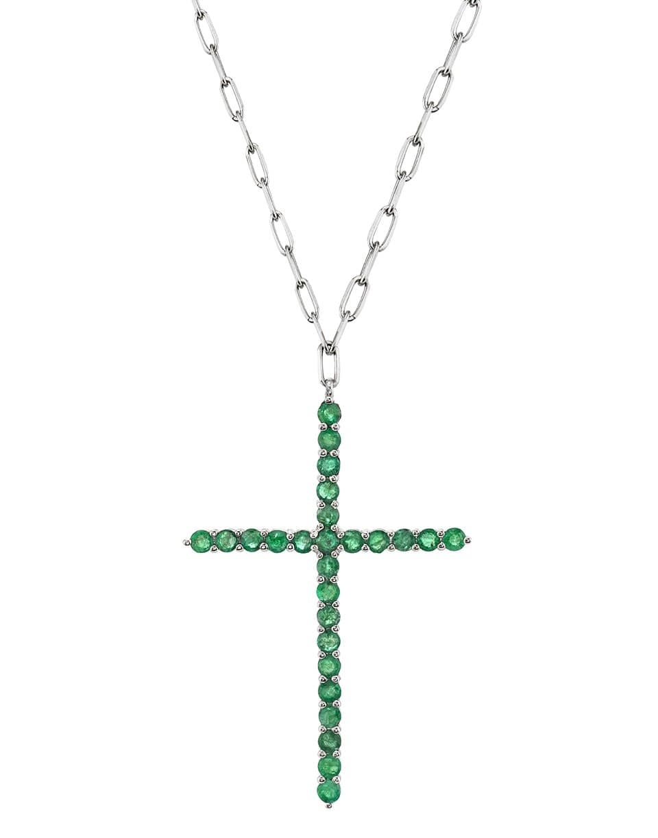 SHAY JEWELRY-Large Emerald Cross Pendant Necklace-BLACK GOLD