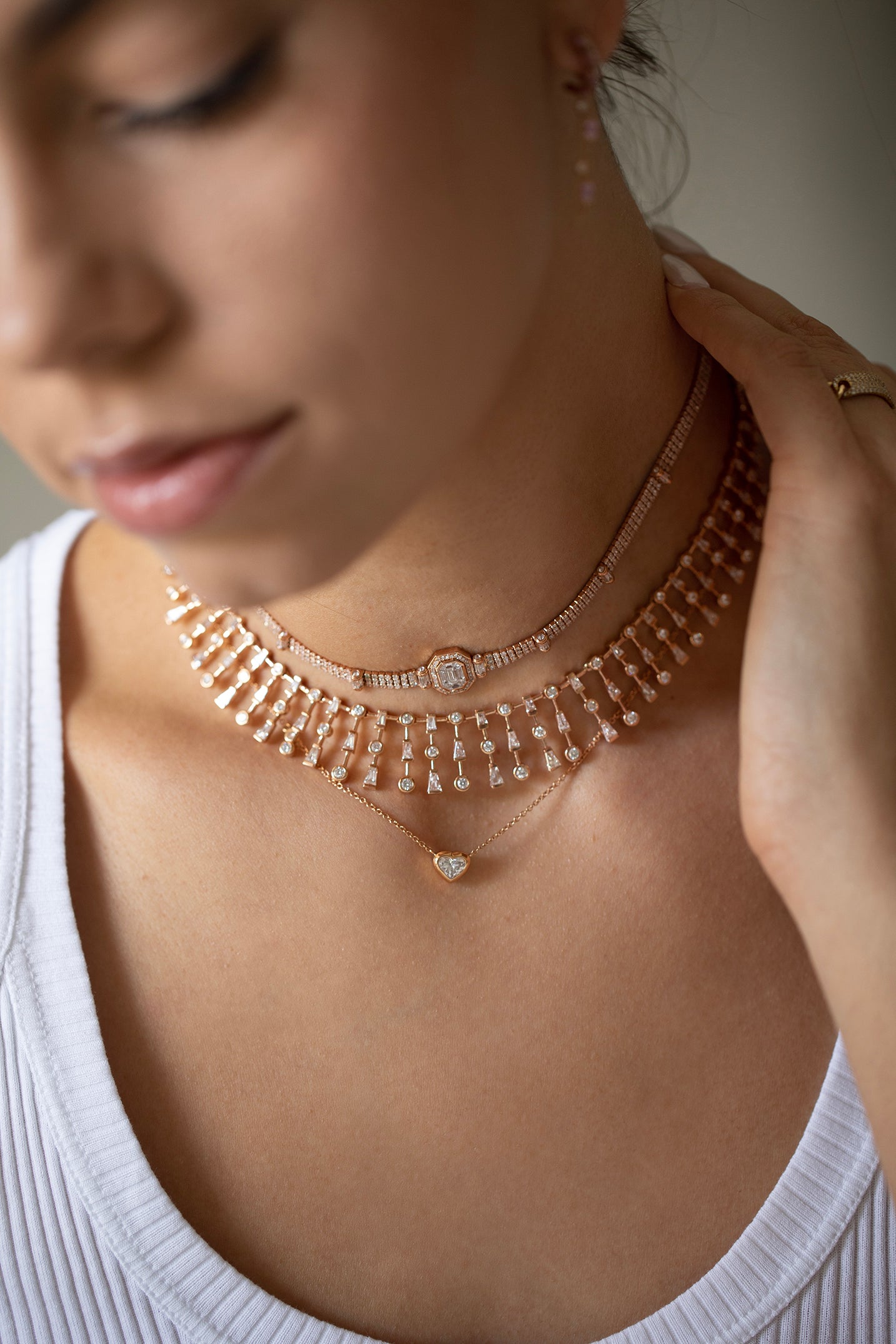 SHAY JEWELRY-Diamond Bezel Heart Necklace-ROSE GOLD