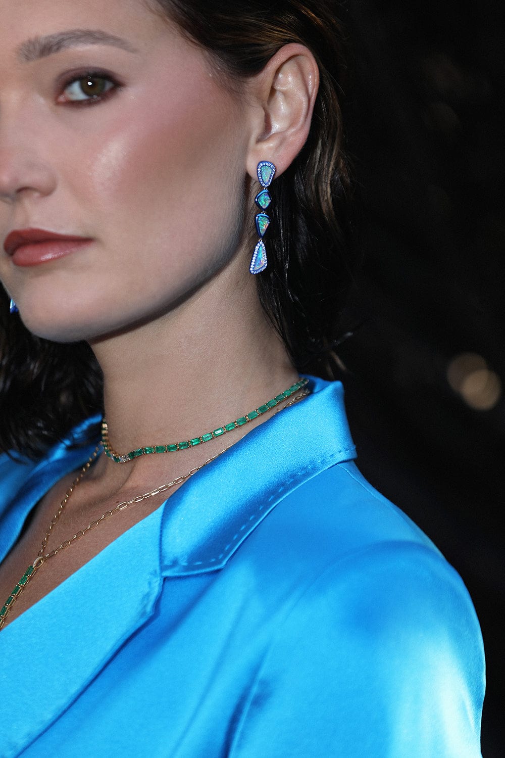 SHAY JEWELRY-Diamond Emerald Tennis Necklace-ROSE GOLD