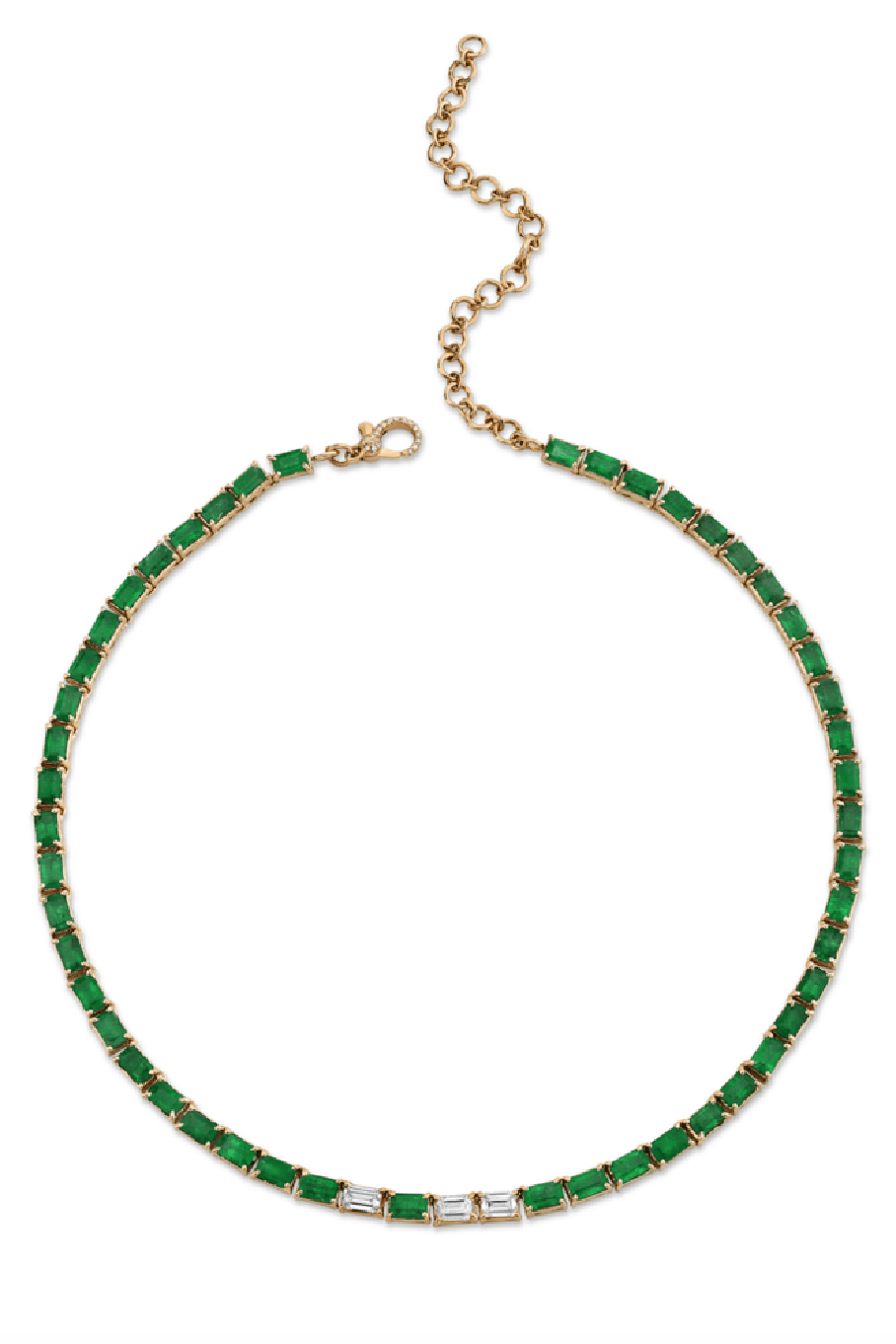 SHAY JEWELRY-Diamond Emerald Tennis Necklace-ROSE GOLD