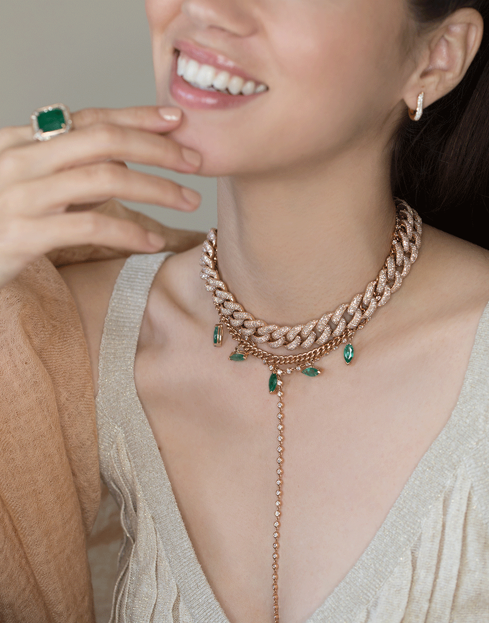 SHAY JEWELRY-Marquise Emerald Drop Link Necklace-ROSE GOLD