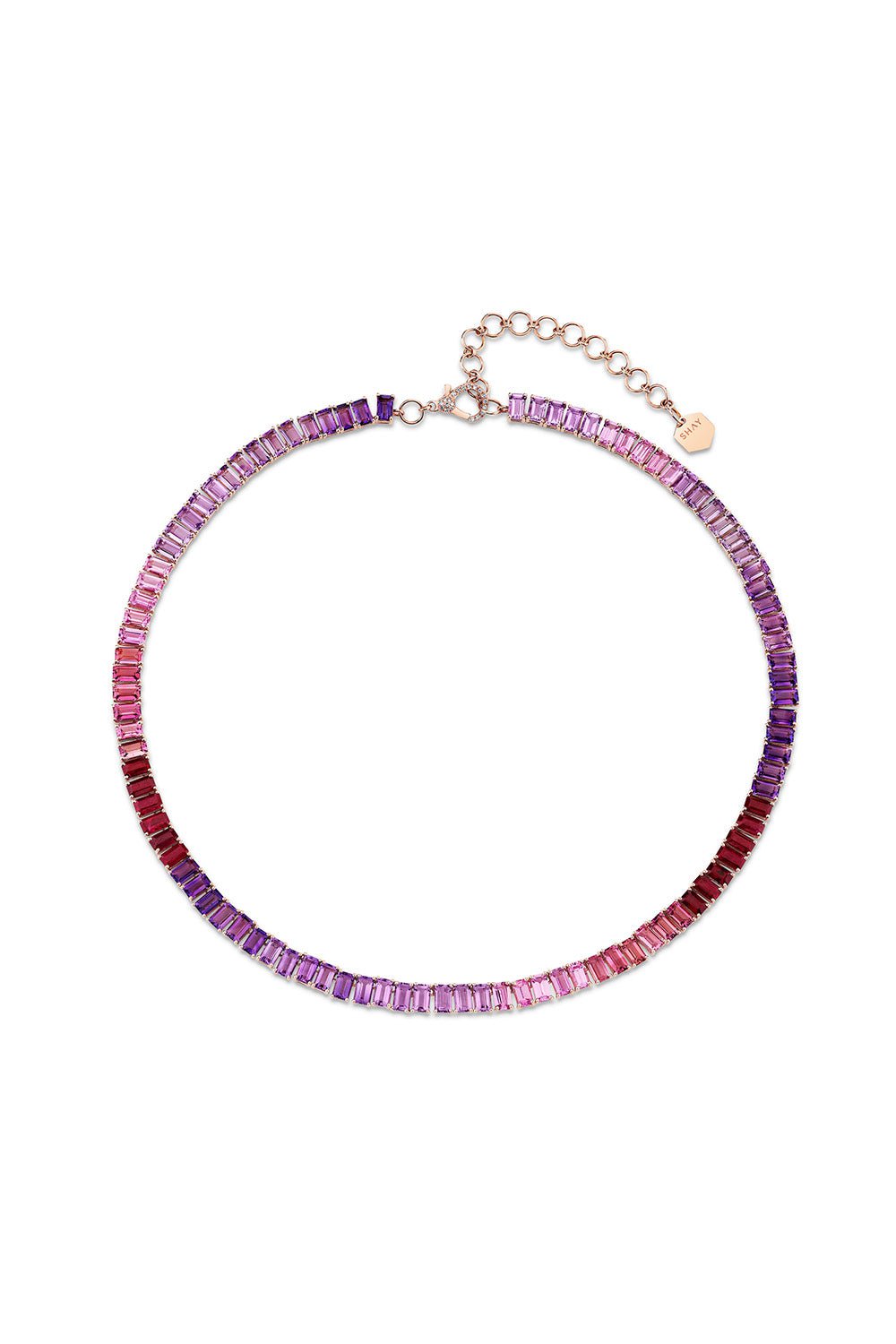 SHAY JEWELRY-Pink Sapphire Ombre Eternity Necklace-ROSE GOLD