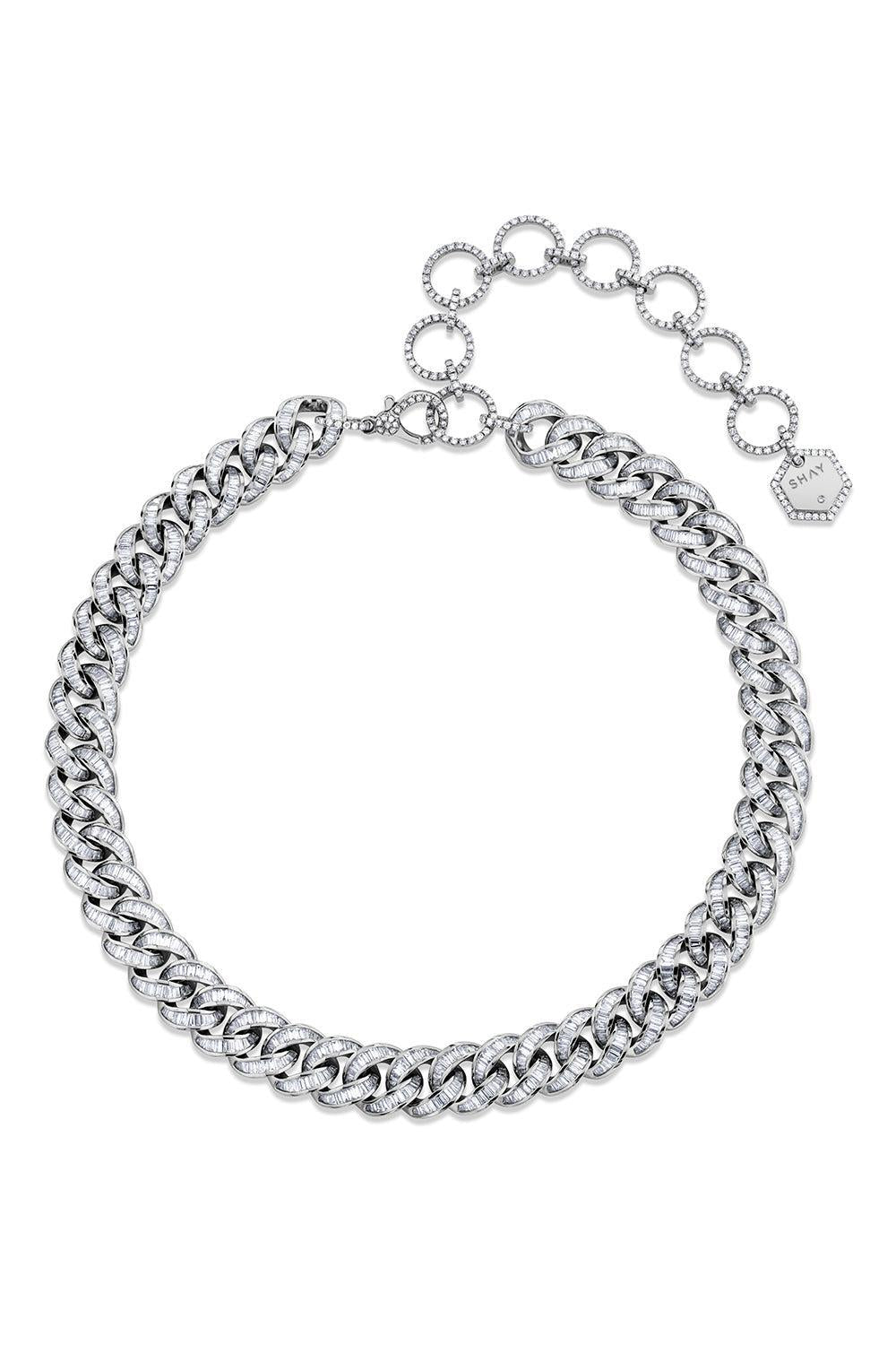 Diamond Baguette Essential Link Necklace - White Gold-WHITE GOLD-JEWELRYFINE JEWELNECKLACE O-SHAY JEWELRY
