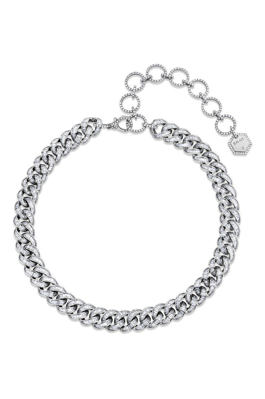 Diamond Baguette Essential Link Necklace - White Gold-WHITE GOLD-JEWELRYFINE JEWELNECKLACE O-SHAY JEWELRY