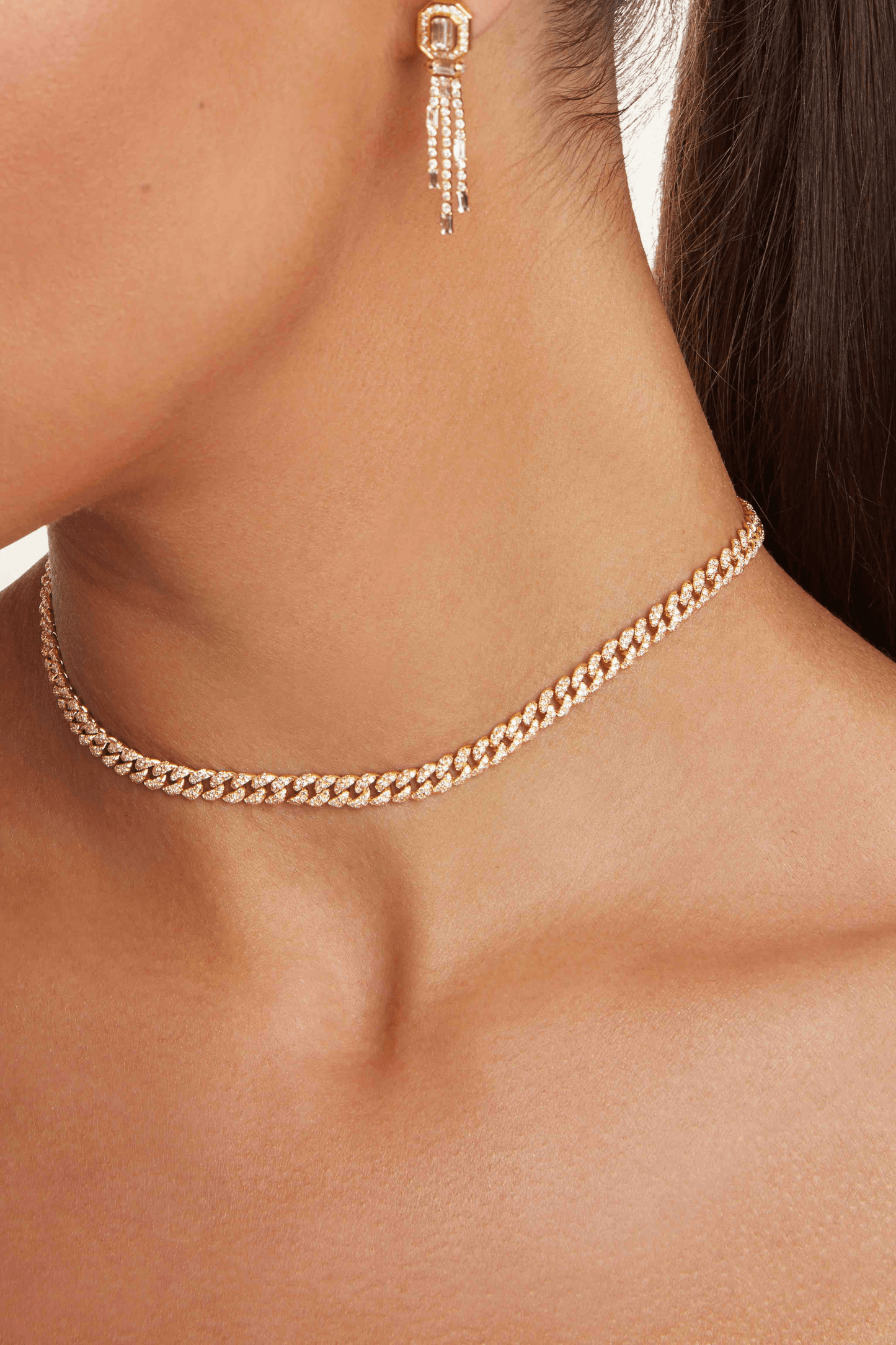 SHAY JEWELRY-Diamond Pave Mini Link Necklace-WHITE GOLD