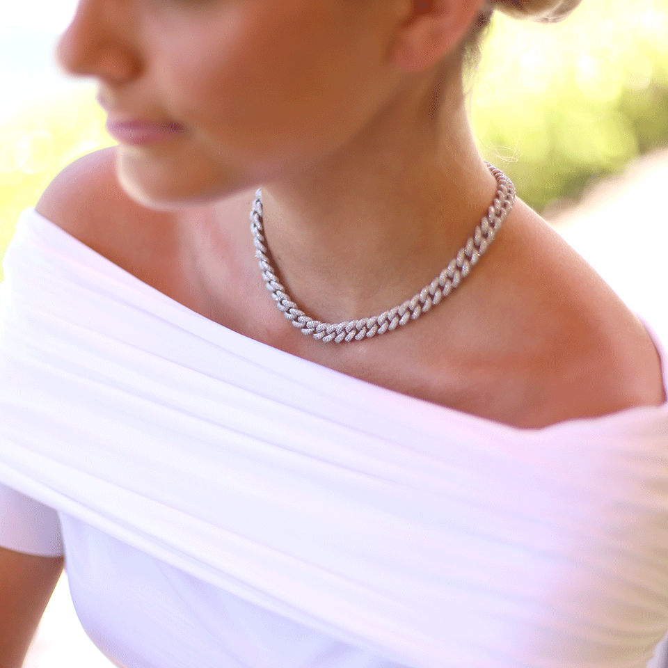 SHAY JEWELRY-Essential Pave Diamond Link Necklace-WHITE GOLD