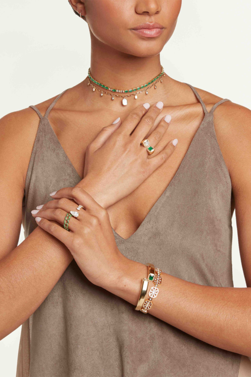 Emerald Diamond Tennis Necklace-YELLOW GOLD-16-JEWELRYFINE JEWELNECKLACE O-SHAY JEWELRY