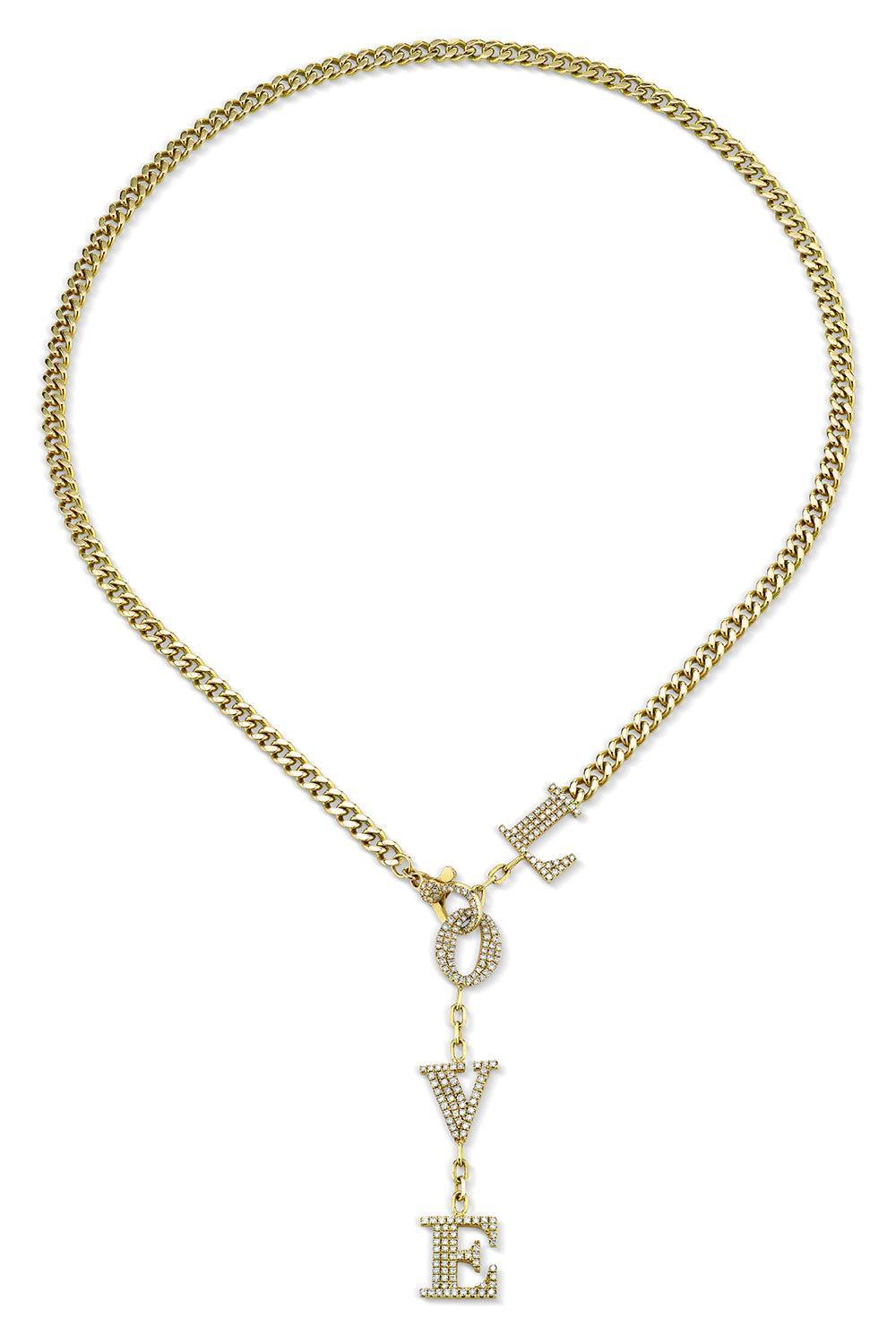 Diamond Love Y Necklace-YELLOW GOLD-17-JEWELRYFINE JEWELNECKLACE O-SHAY JEWELRY