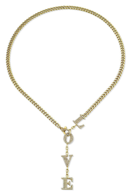 Diamond Love Y Necklace-YELLOW GOLD-17-JEWELRYFINE JEWELNECKLACE O-SHAY JEWELRY