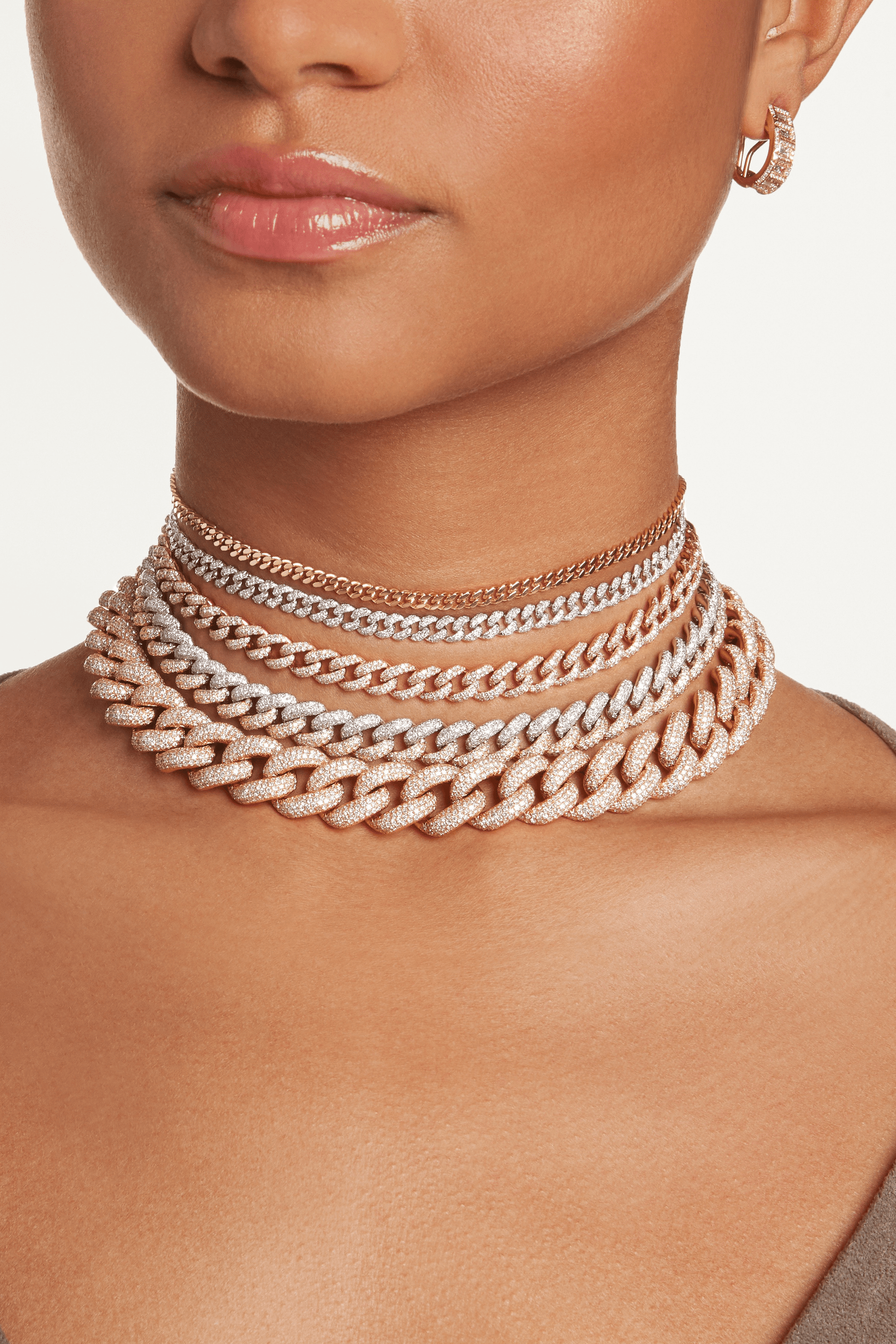 SHAY JEWELRY-Diamond Pave Baby Link Necklace-YELLOW GOLD