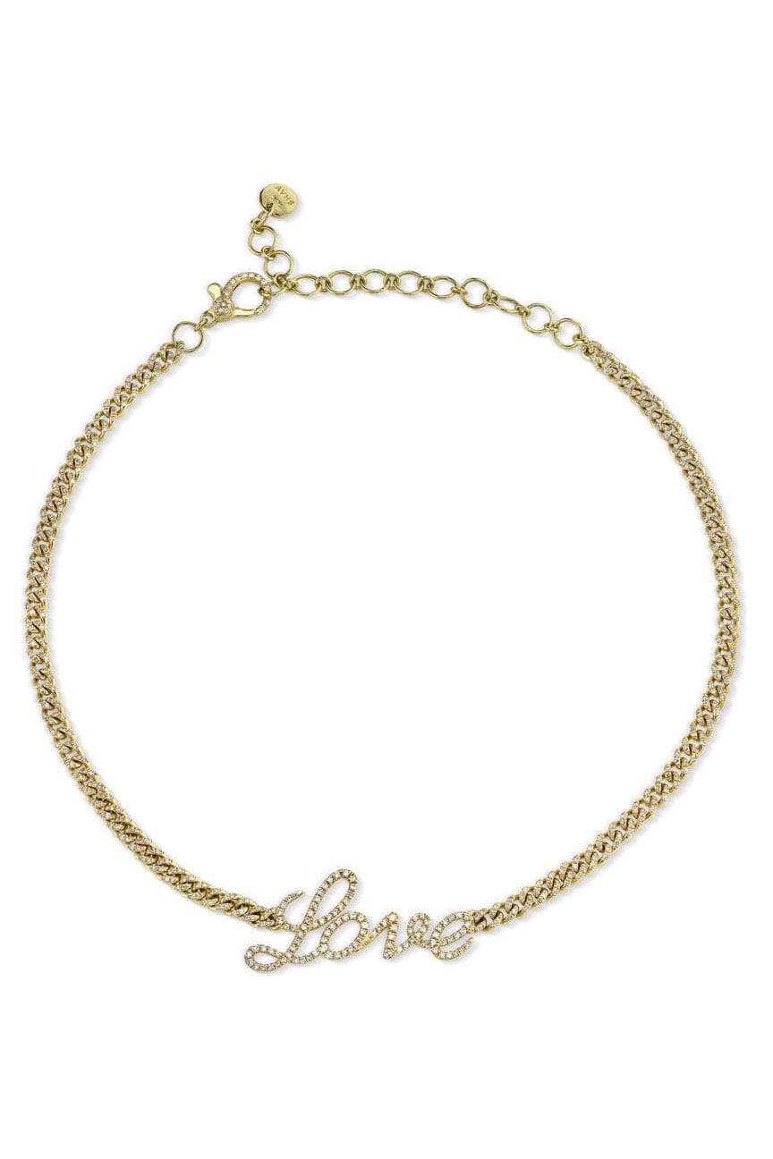 SHAY JEWELRY-Diamond Pave Love Baby Link Choker-YELLOW GOLD