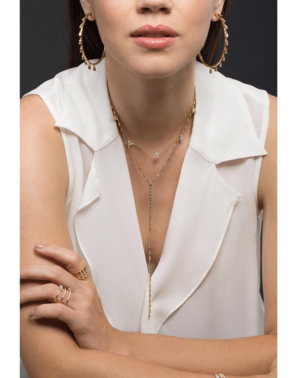 SHAY JEWELRY-Infinity Baguette 'Y' Drop Necklace-YELLOW GOLD