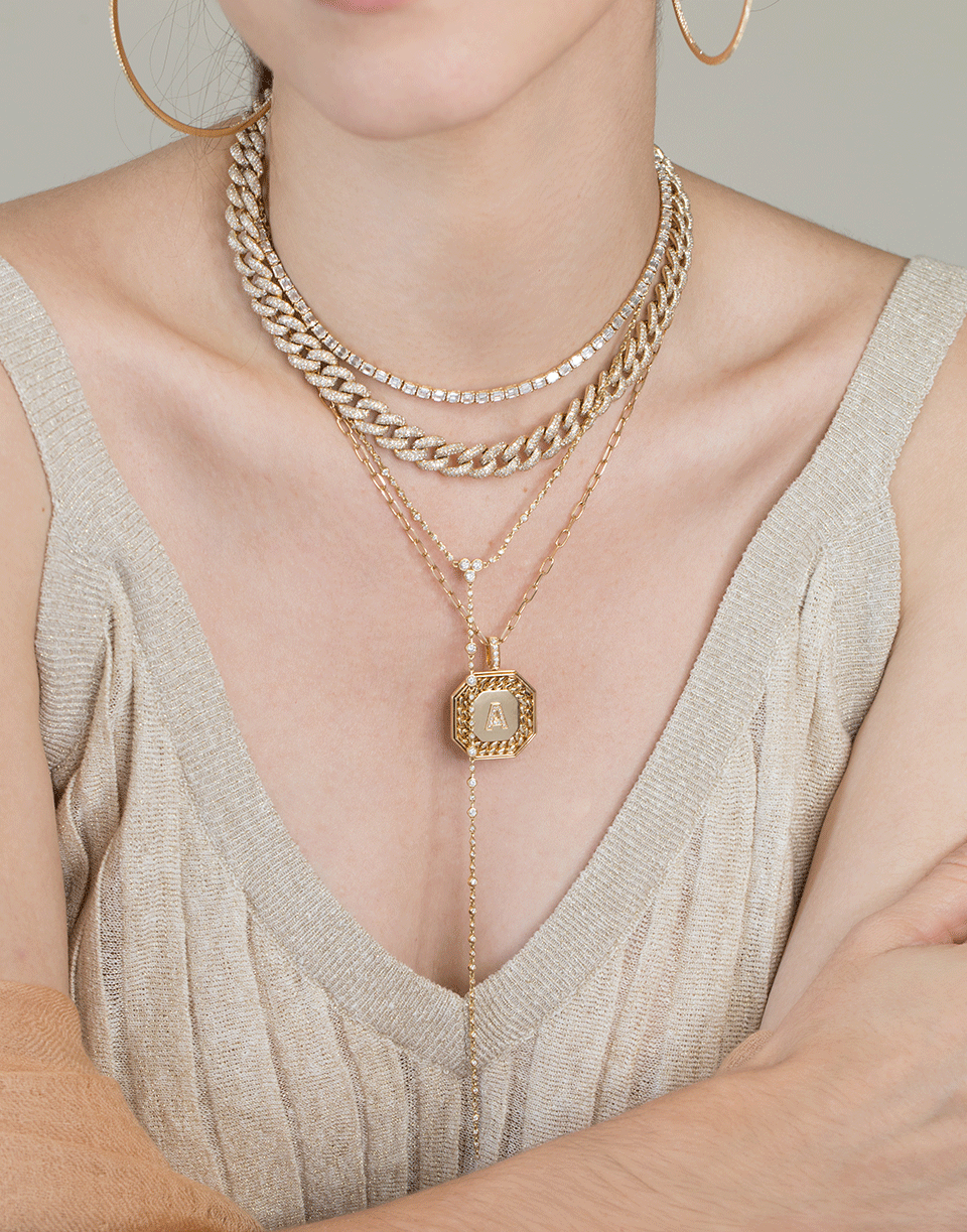 SHAY JEWELRY-Initial Disc Link Wrap Pendant Necklace-YELLOW GOLD