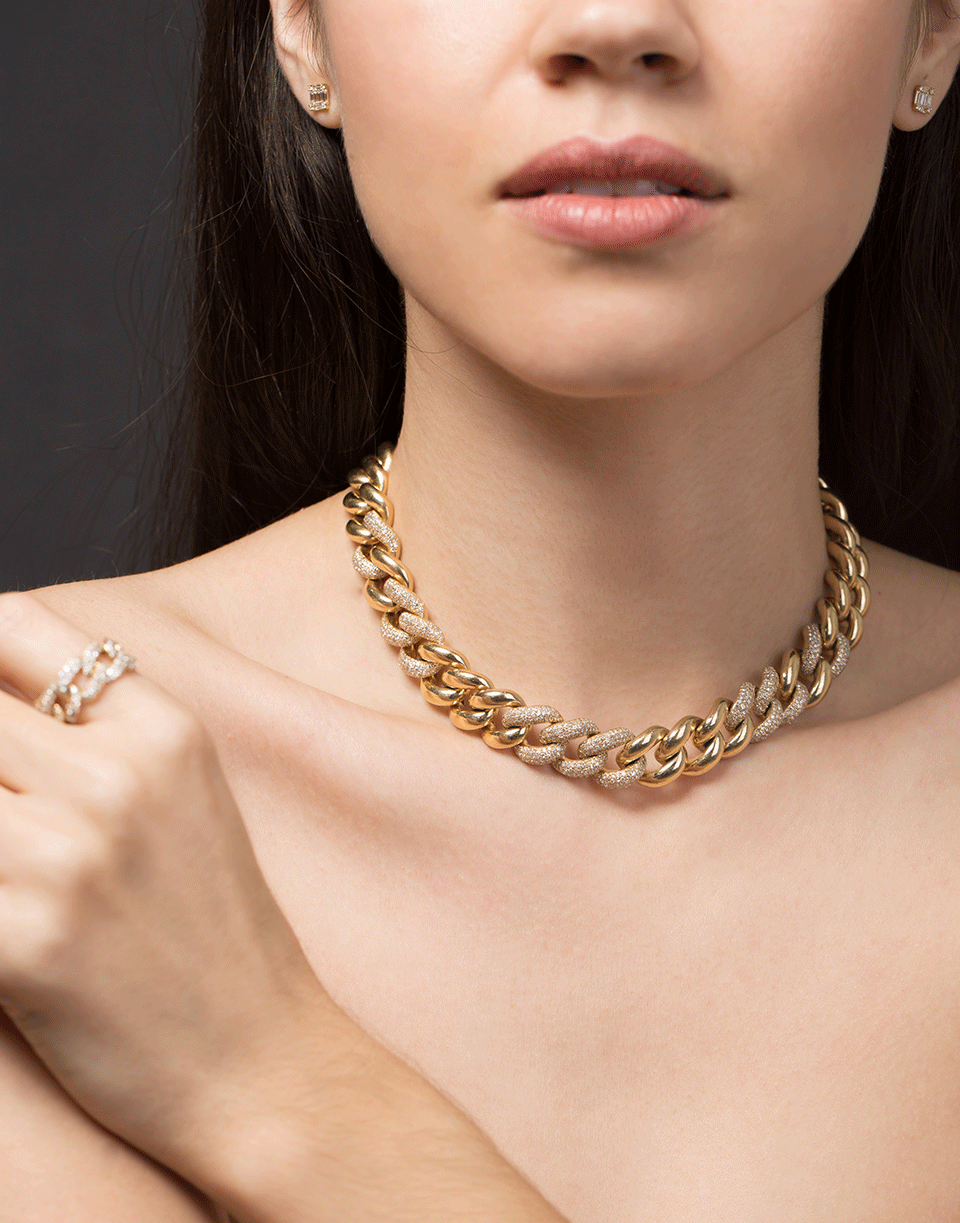 SHAY JEWELRY-Jumbo Alternating Diamond Link Necklace-YELLOW GOLD