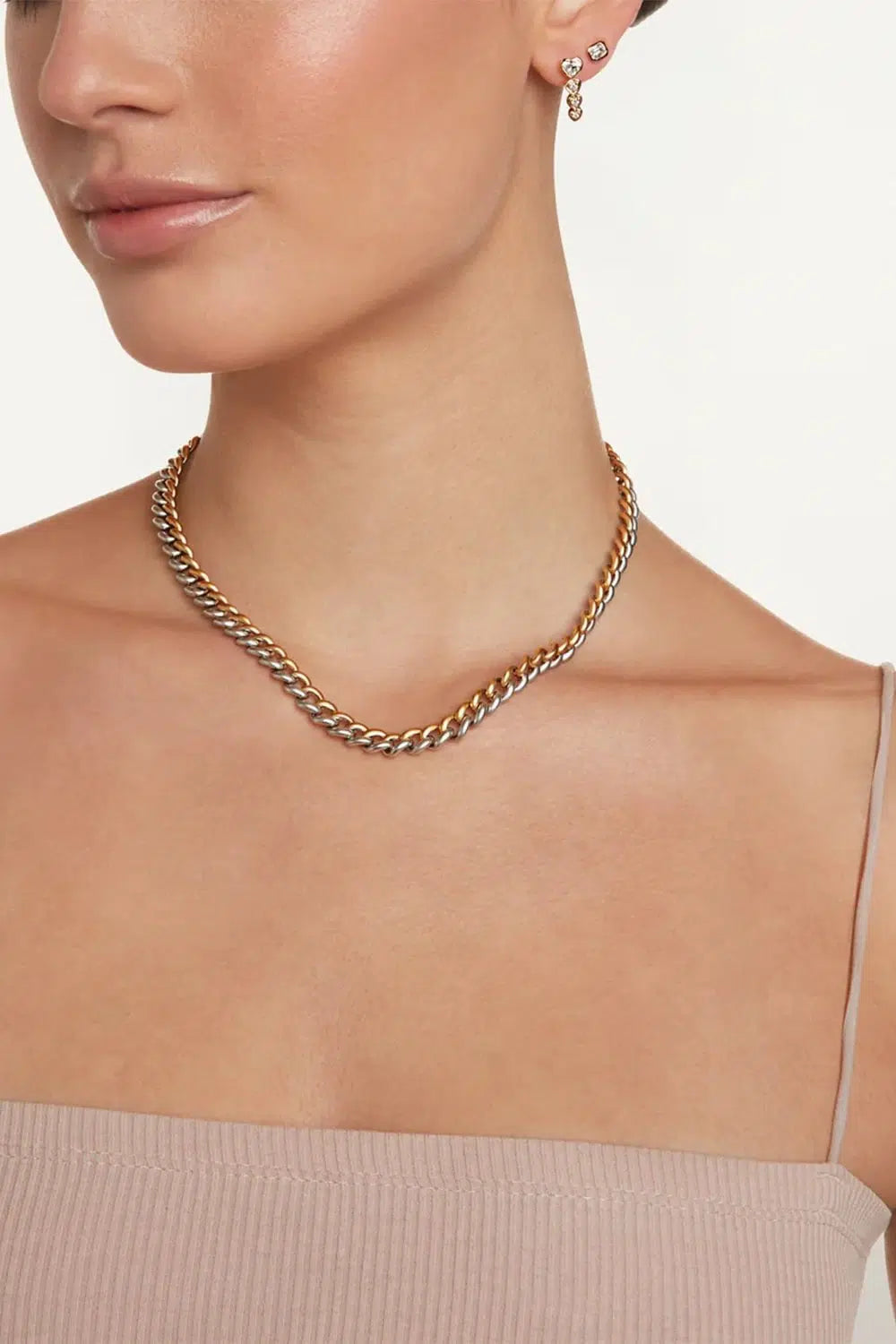 SHAY JEWELRY-Two-Tone Link Necklace-YELLOW GOLD