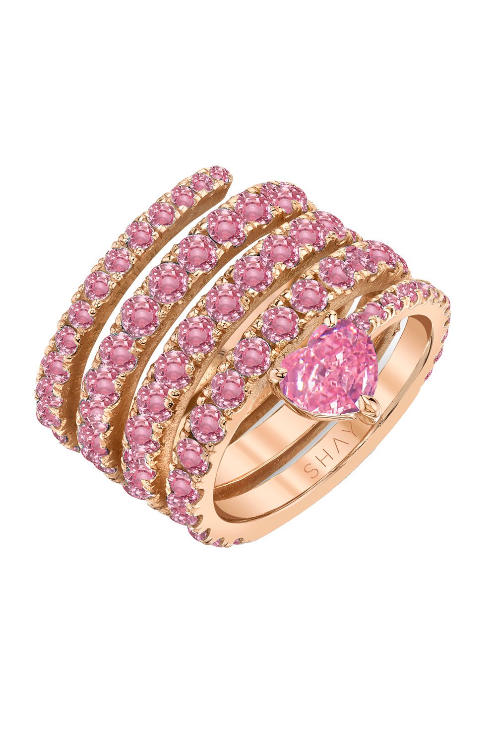 SHAY JEWELRY-Spiral Swirl Heart Pink Ring-ROSE GOLD