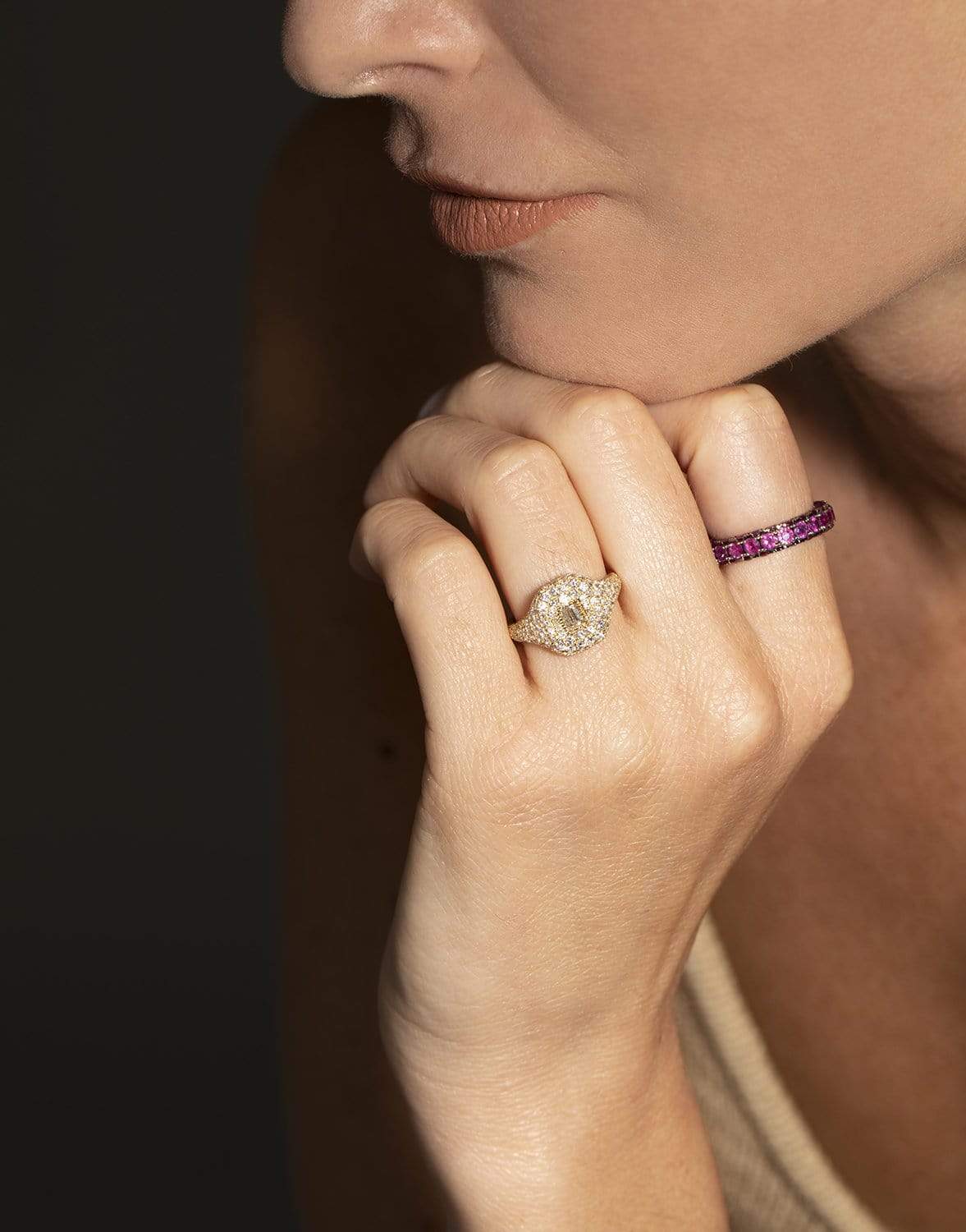 SHAY JEWELRY-Three Sided Ruby Eternity Band-ROSE GOLD