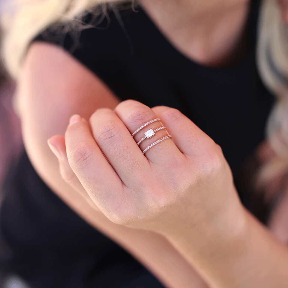 SHAY JEWELRY-Stacked Pave Diamond Baguette Ring-ROSE GOLD