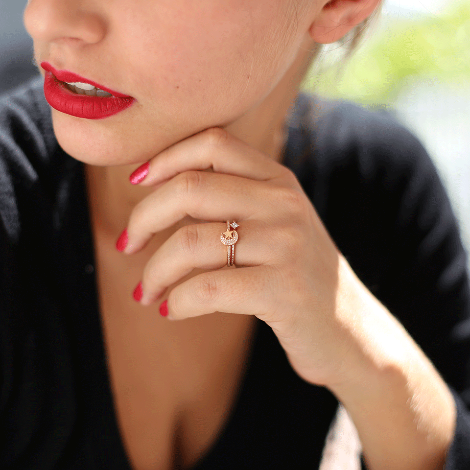 SHAY JEWELRY-Mini Pave Diamond Moon And Star Ring-ROSE GOLD