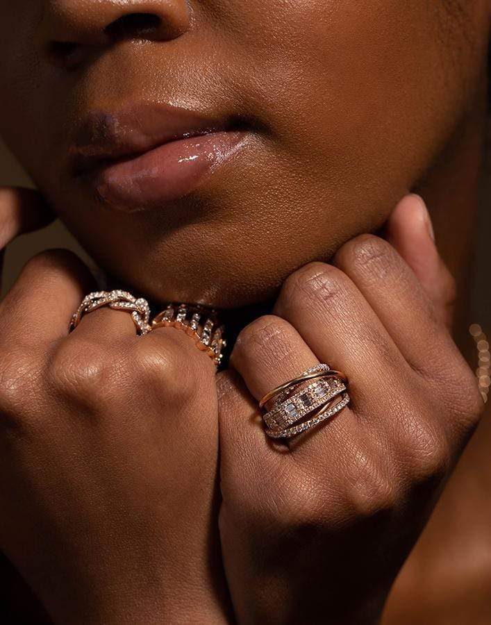 SHAY JEWELRY-Baguette Diamond Orbit Ring-ROSE GOLD