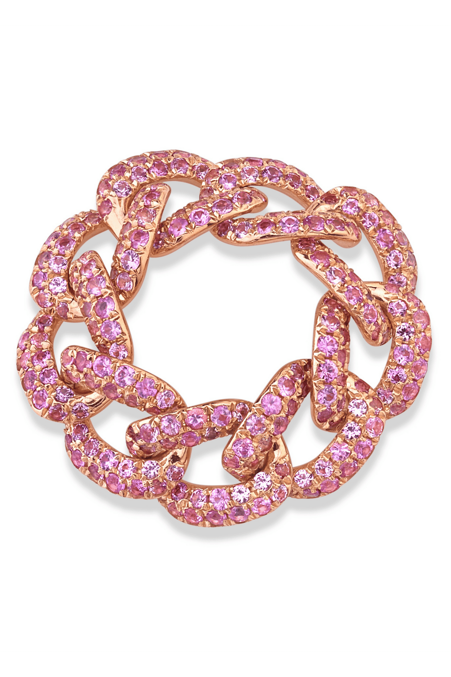 SHAY JEWELRY-Pink Sapphire Pave Essential Link Ring-ROSE GOLD