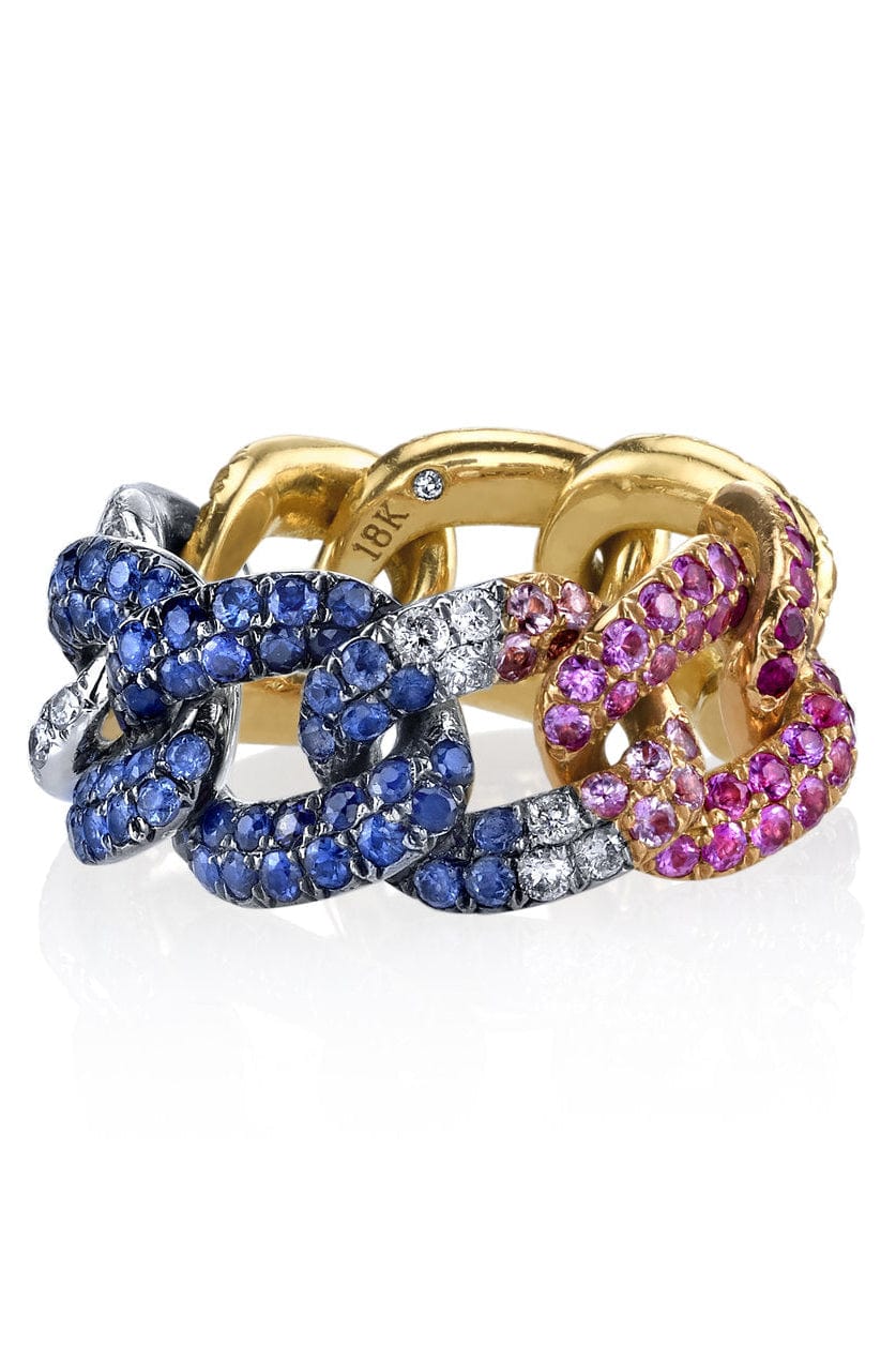 SHAY JEWELRY-Rainbow Pave Essential Link Ring-ROSE GOLD