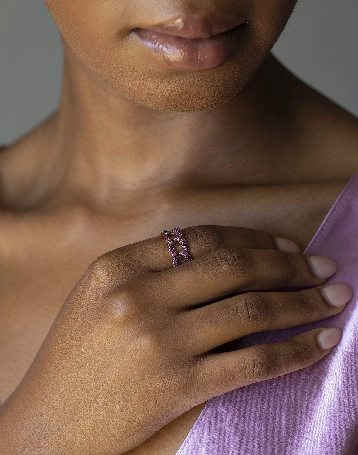 SHAY JEWELRY-Ruby Essential Link Ring-ROSE GOLD