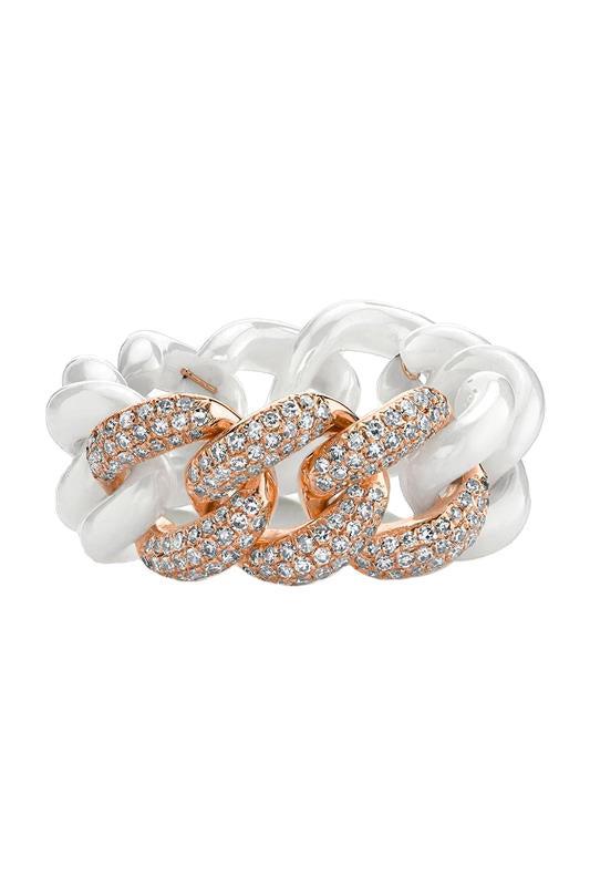 Triple Diamond Ceramic Link Ring-YELLOW GOLD-5.5-JEWELRYFINE JEWELRING-SHAY JEWELRY