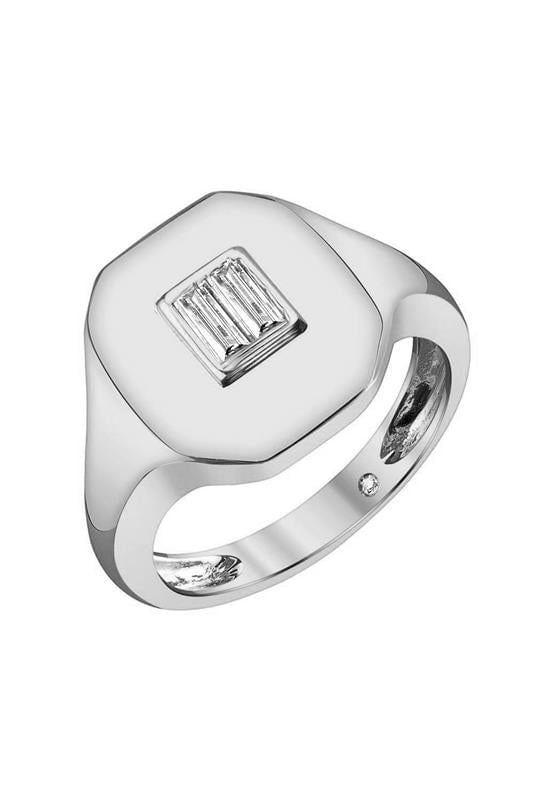 SHAY JEWELRY-Baguette Diamond Pinky Ring-WHITE GOLD