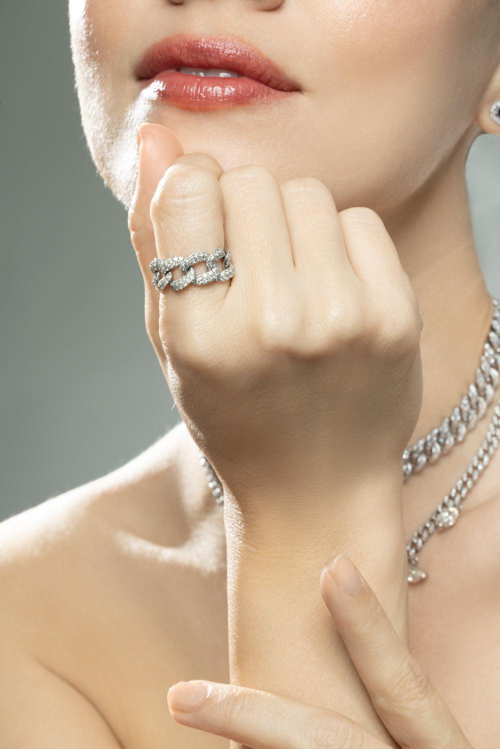 Diamond Pave Essential Link Ring-WHITE GOLD-6-JEWELRYFINE JEWELRING-SHAY JEWELRY