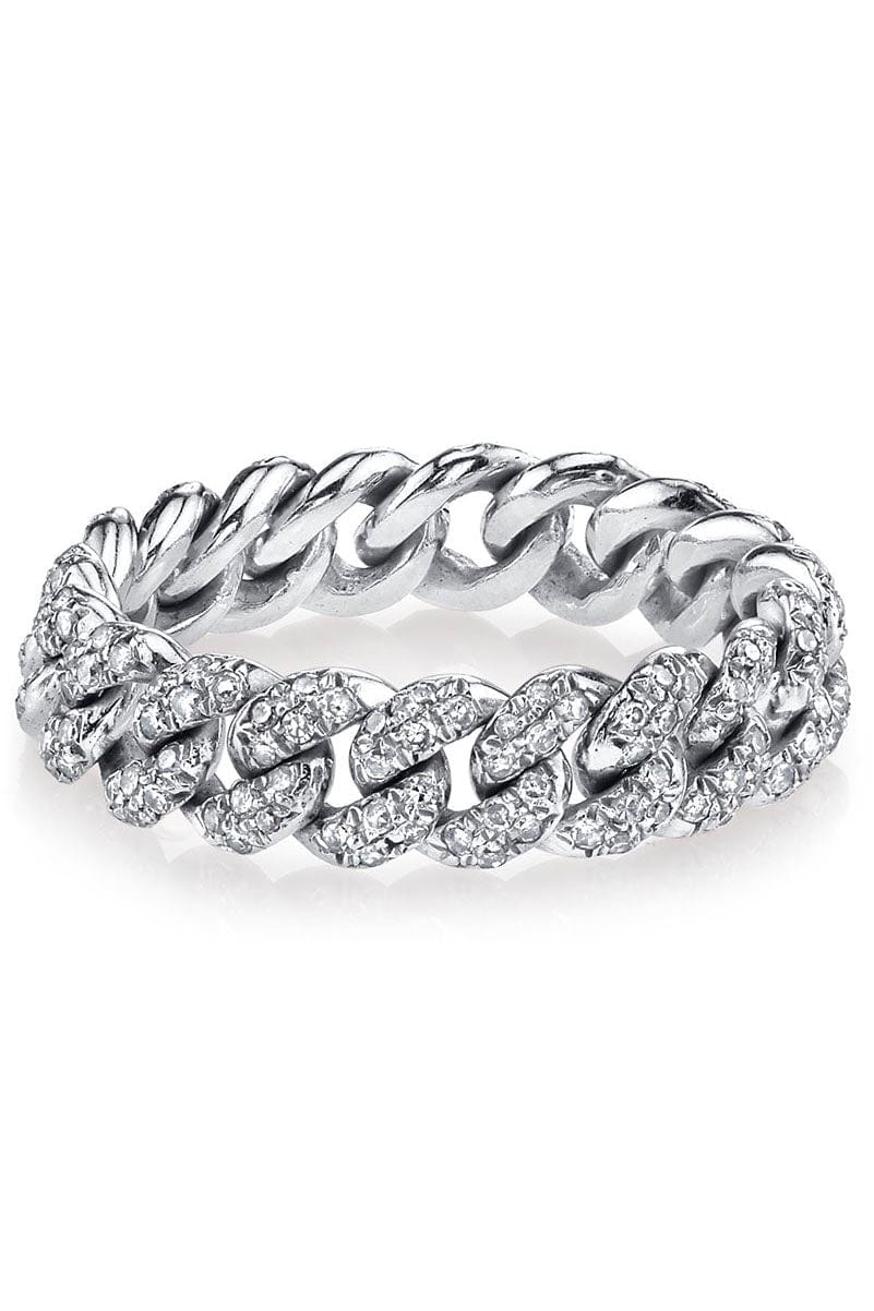 SHAY JEWELRY-Diamond Pave Mini Link Ring-WHITE GOLD