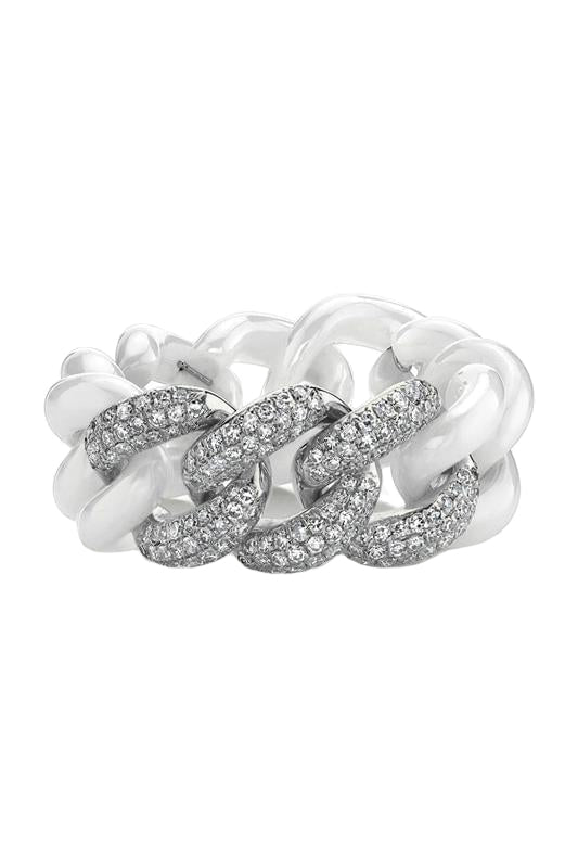 Triple Diamond Ceramic Link Ring-YELLOW GOLD-5.5-JEWELRYFINE JEWELRING-SHAY JEWELRY