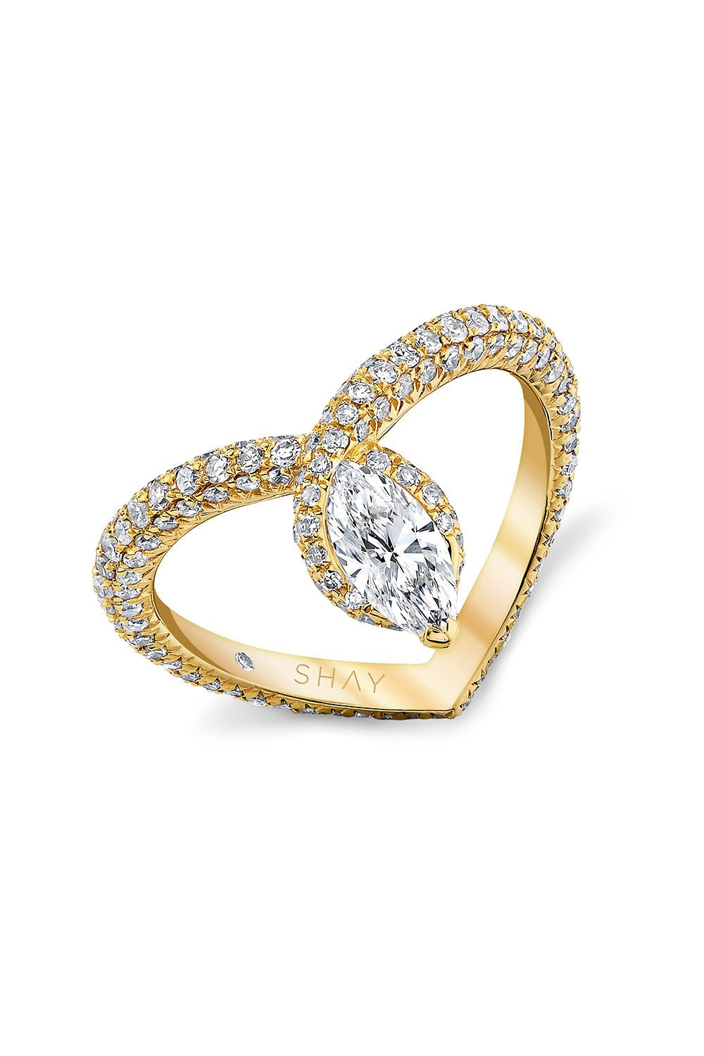 SHAY JEWELRY-DIAMOND CHEVRON PINKY RING-YELLOW GOLD