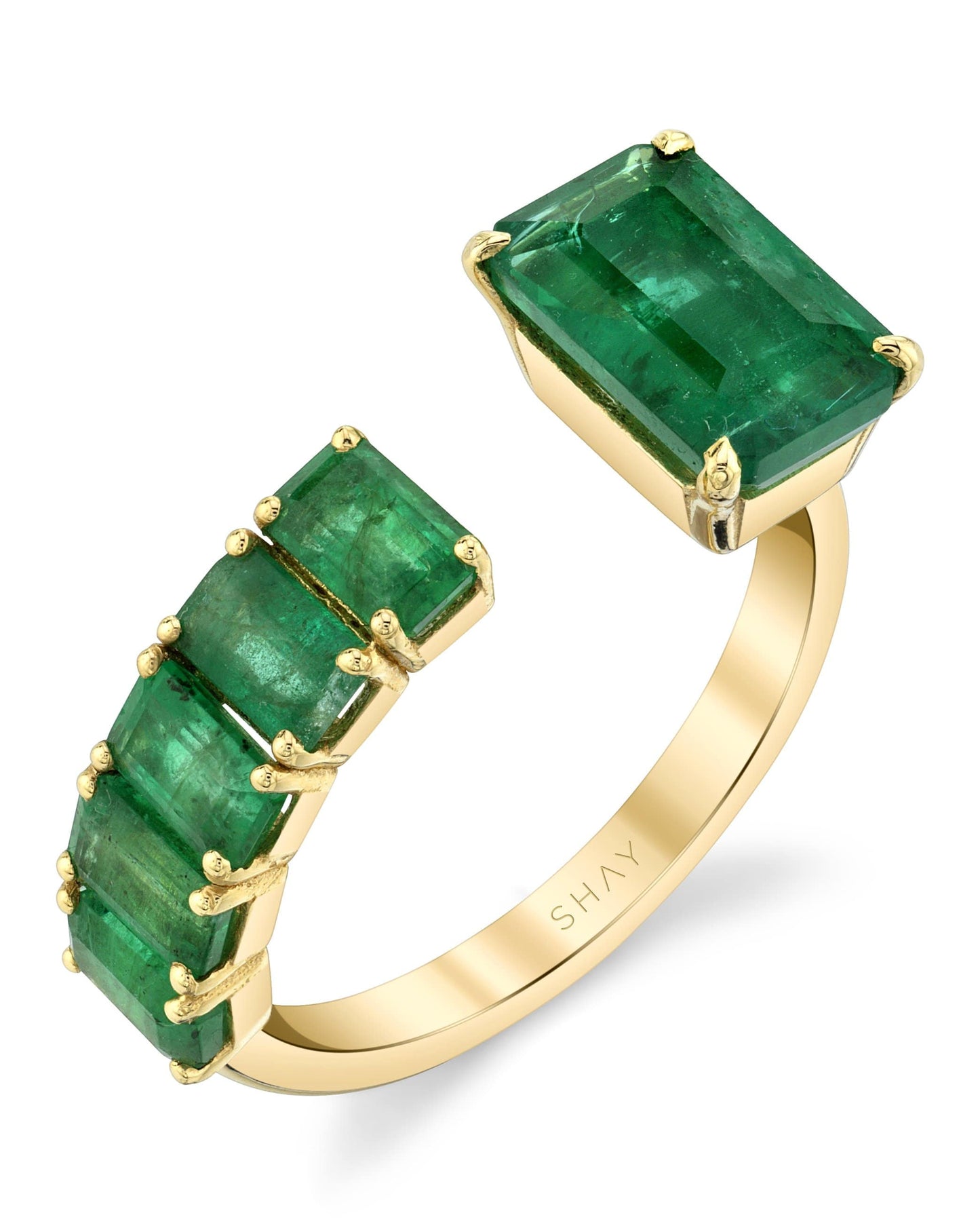 SHAY JEWELRY-Floating Emerald Ring-YELLOW GOLD