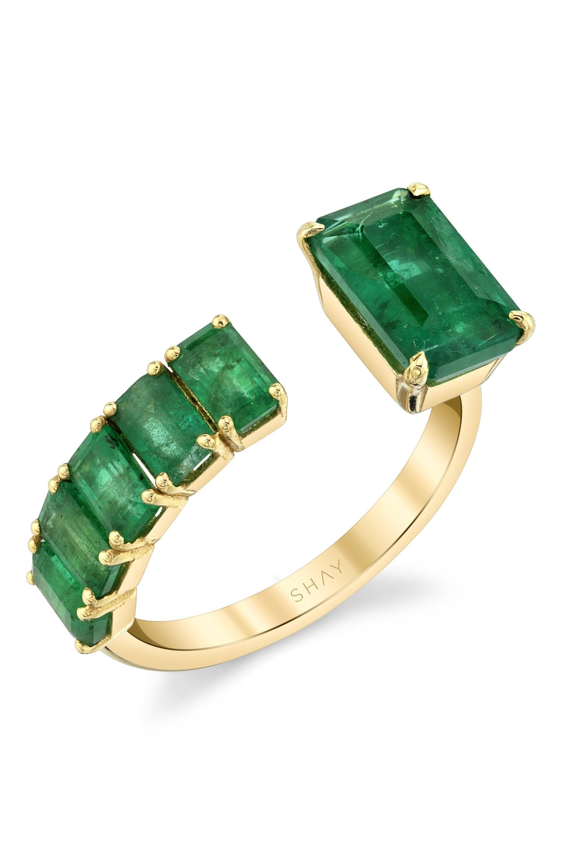 SHAY JEWELRY-Floating Emerald Ring-YELLOW GOLD