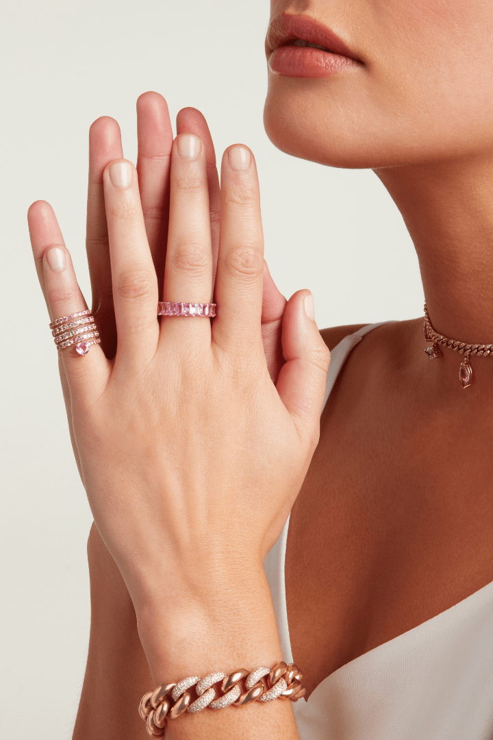 SHAY JEWELRY-Pink Sapphire Eternity Band-YELLOW GOLD