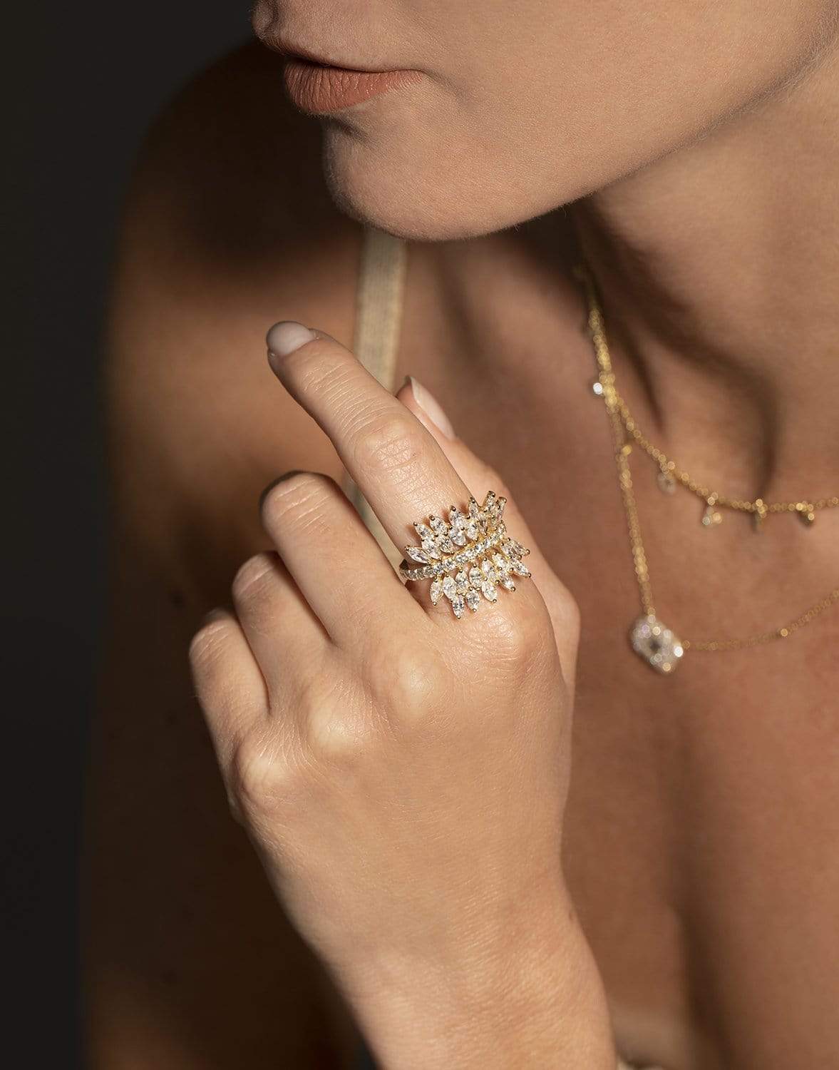 SHAY JEWELRY-Small Diamond Marquise Butterfly Ring-YELLOW GOLD