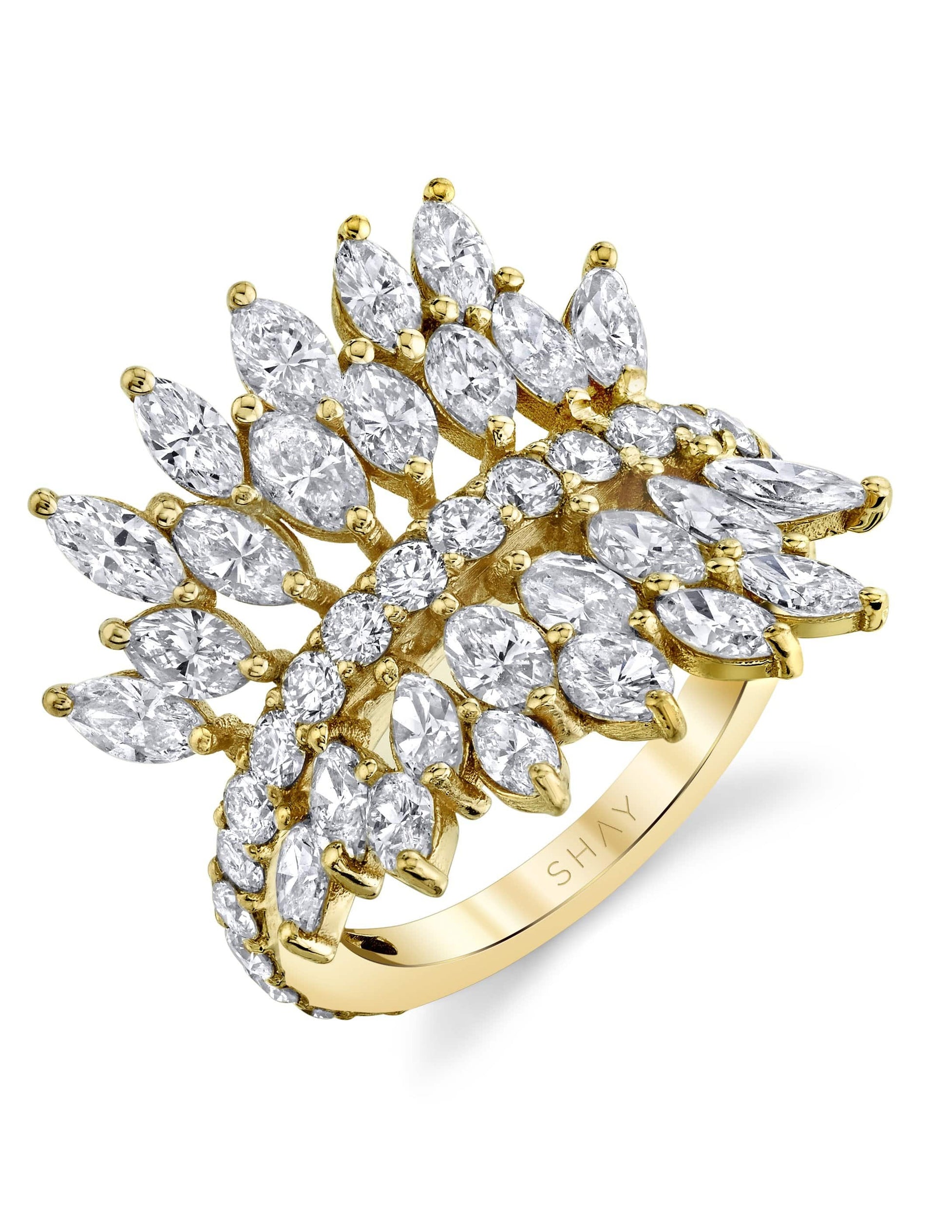SHAY JEWELRY-Small Diamond Marquise Butterfly Ring-YELLOW GOLD