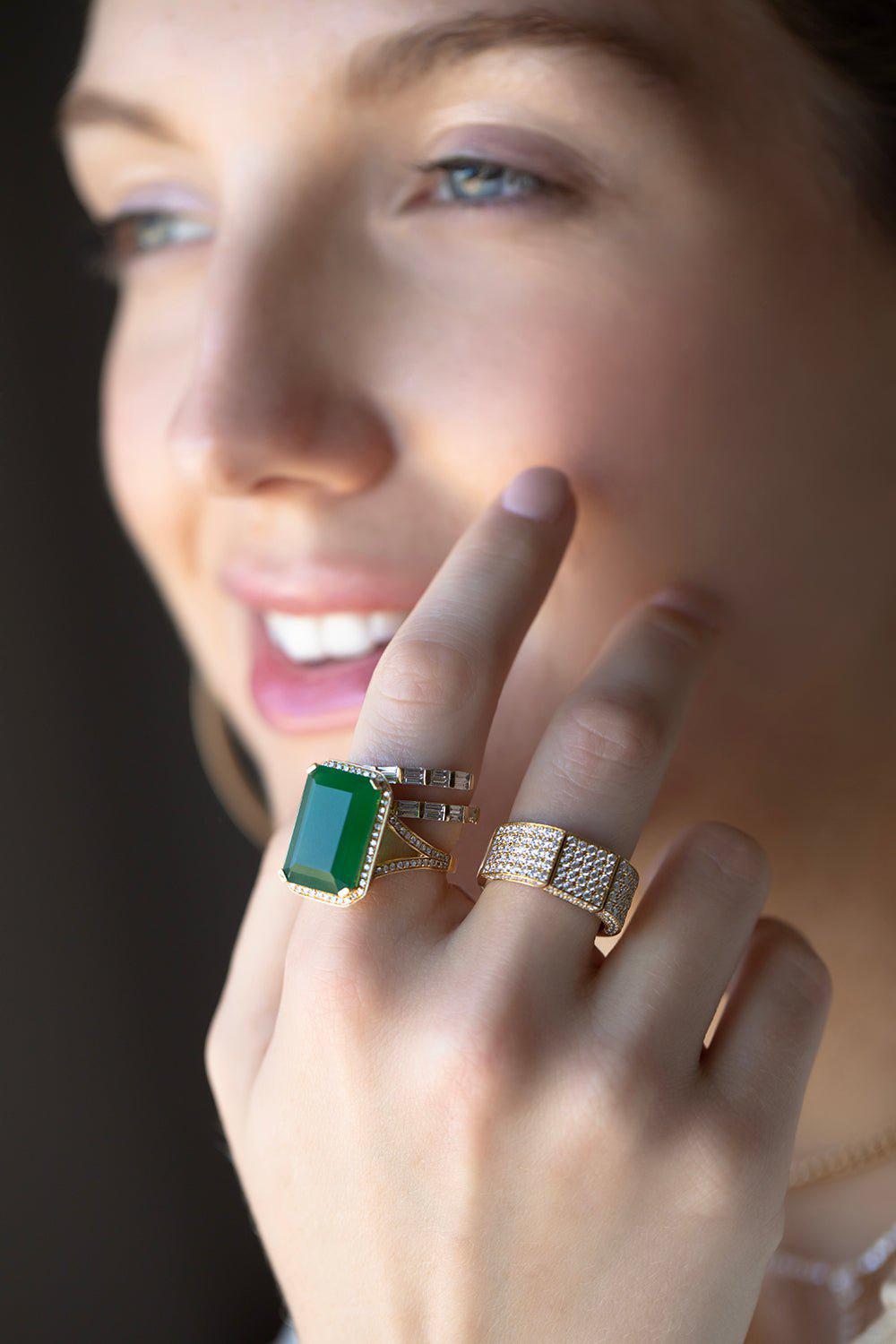 SHAY JEWELRY-Green Onyx Portrait Ring-YELLOW GOLD
