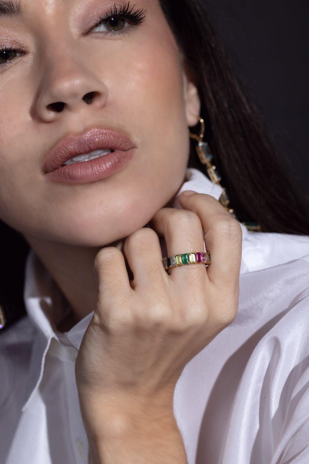 SHAY JEWELRY-Rainbow Eternity Band Ring-YELLOW GOLD