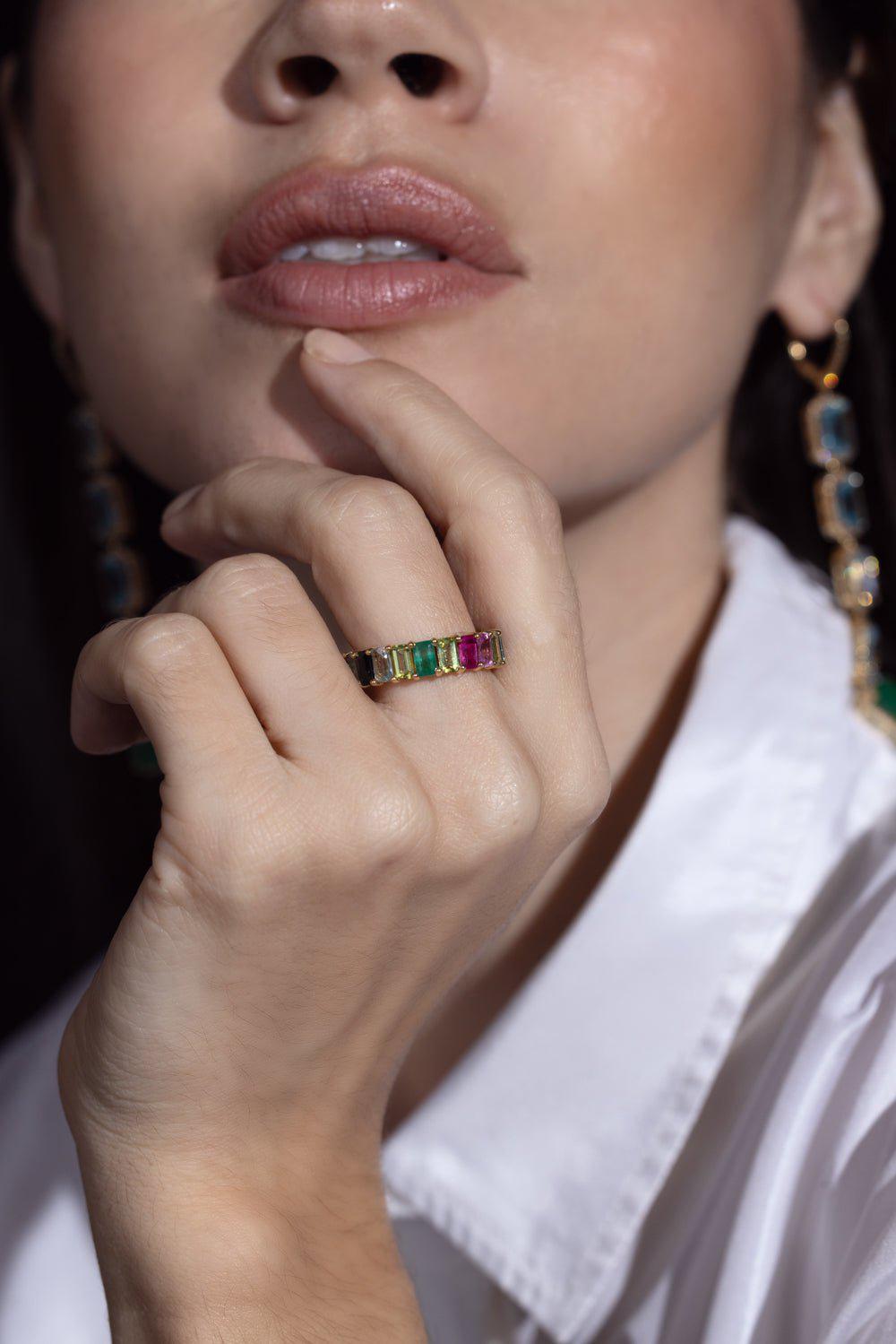 SHAY JEWELRY-Rainbow Eternity Band Ring-YELLOW GOLD