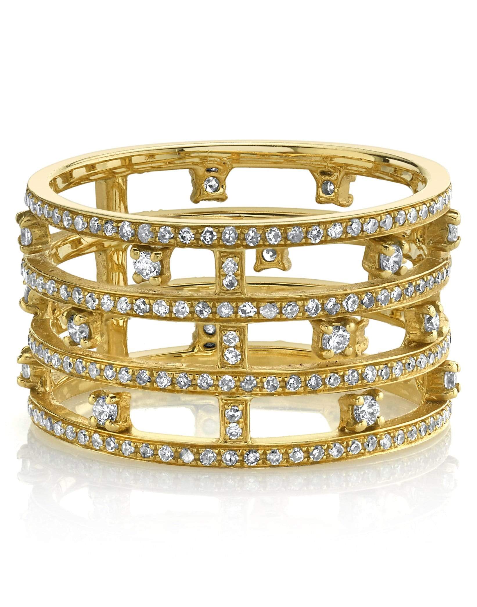 SHAY JEWELRY-Pave Diamond Dot Stacked Ring-YELLOW GOLD